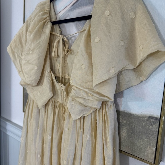 ANTHROPOLOGIE Moon River Flutter Sleeve Mini Dress Creamy Yellow Size Large - Picture 9 of 9